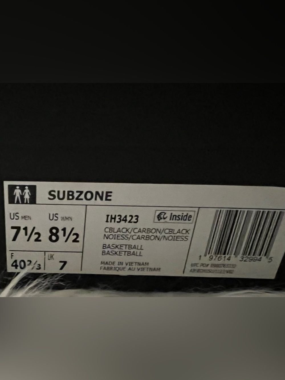 Adidas Subzone Sneakers with Cloudfoam cushioning Black Men 7.5/Women 8.5 NEW - Picture 2 of 6
